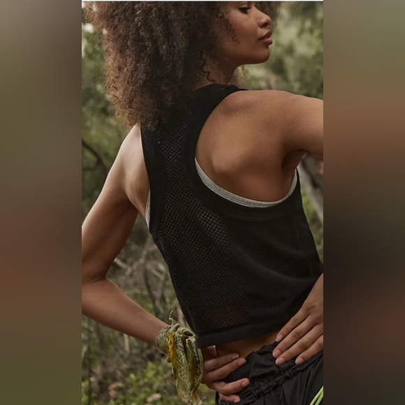 Free People Movement Black Mesh In Session Top Tank Size XS/S EUC - Picture 4 of 6